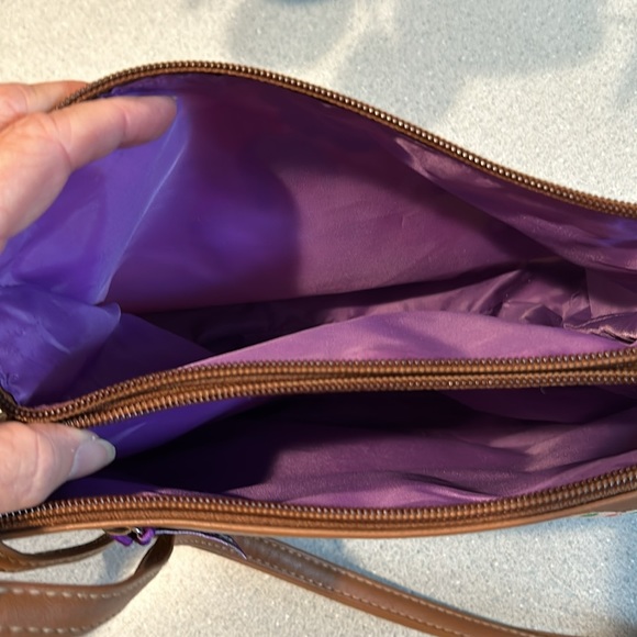 Lily Bloom- Floral Purse w/Leather Strap & Accents; 2 deep top & 1 side pockets - Picture 5 of 9